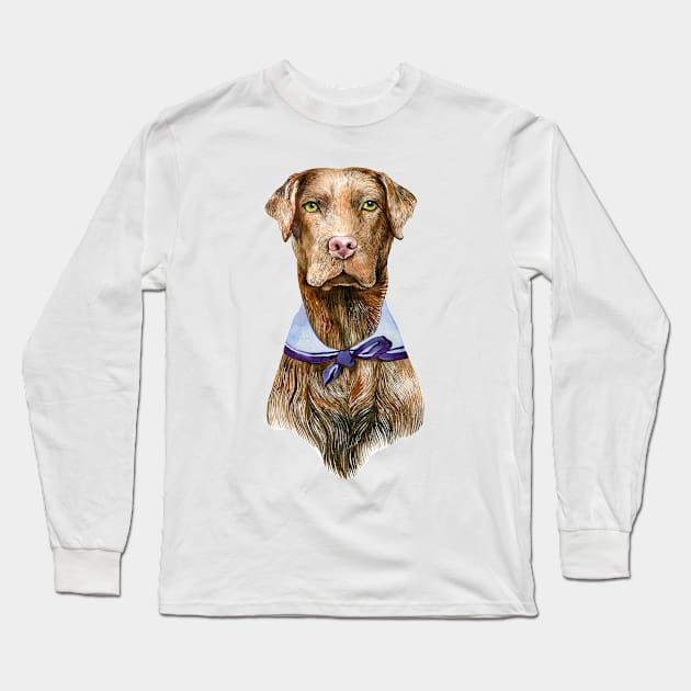 Chocolate lab Long Sleeve T-Shirt by argiropulo